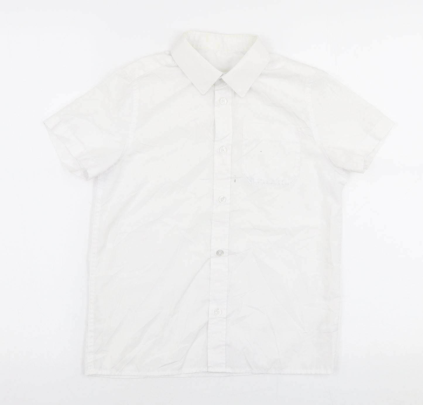 F&F Boys White  Polyester Basic Button-Up Size 9-10 Years Collared Button