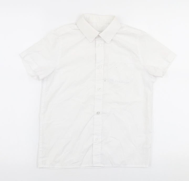 F&F Boys White  Polyester Basic Button-Up Size 9-10 Years Collared Button