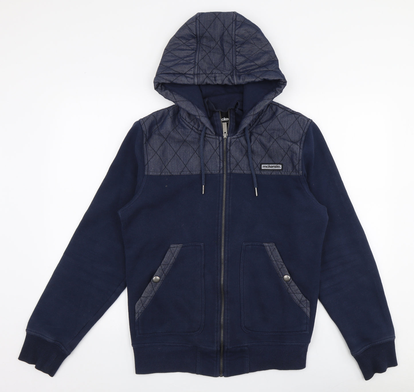 McKenzie Mens Blue  Cotton Full Zip Hoodie Size M