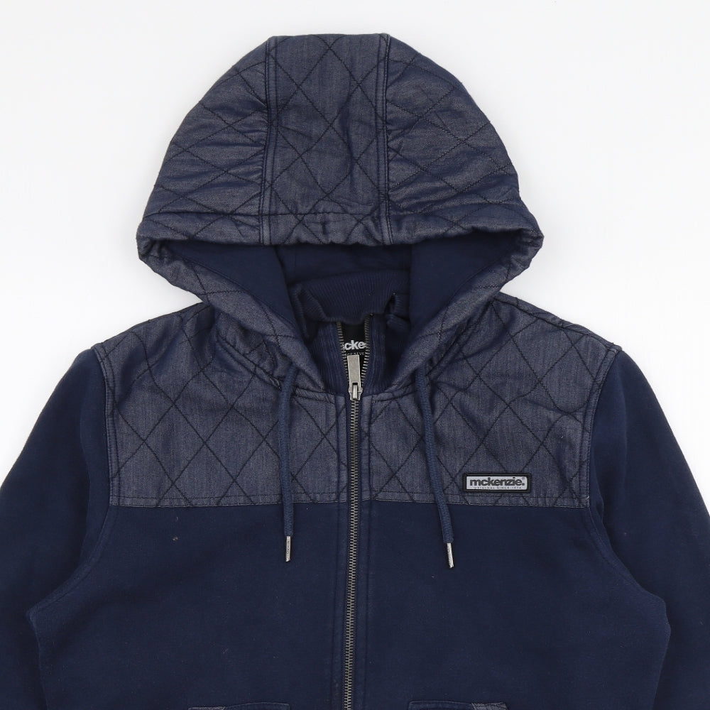 McKenzie Mens Blue  Cotton Full Zip Hoodie Size M