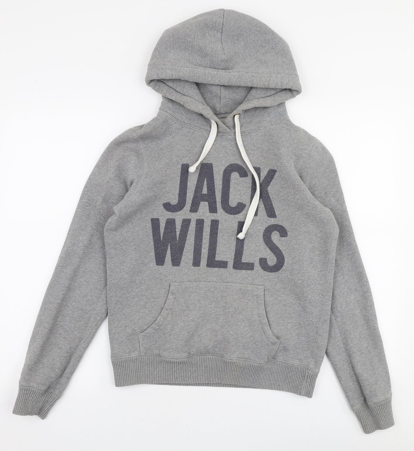 Jack Wills Womens Grey  Cotton Pullover Hoodie Size 10  Pullover