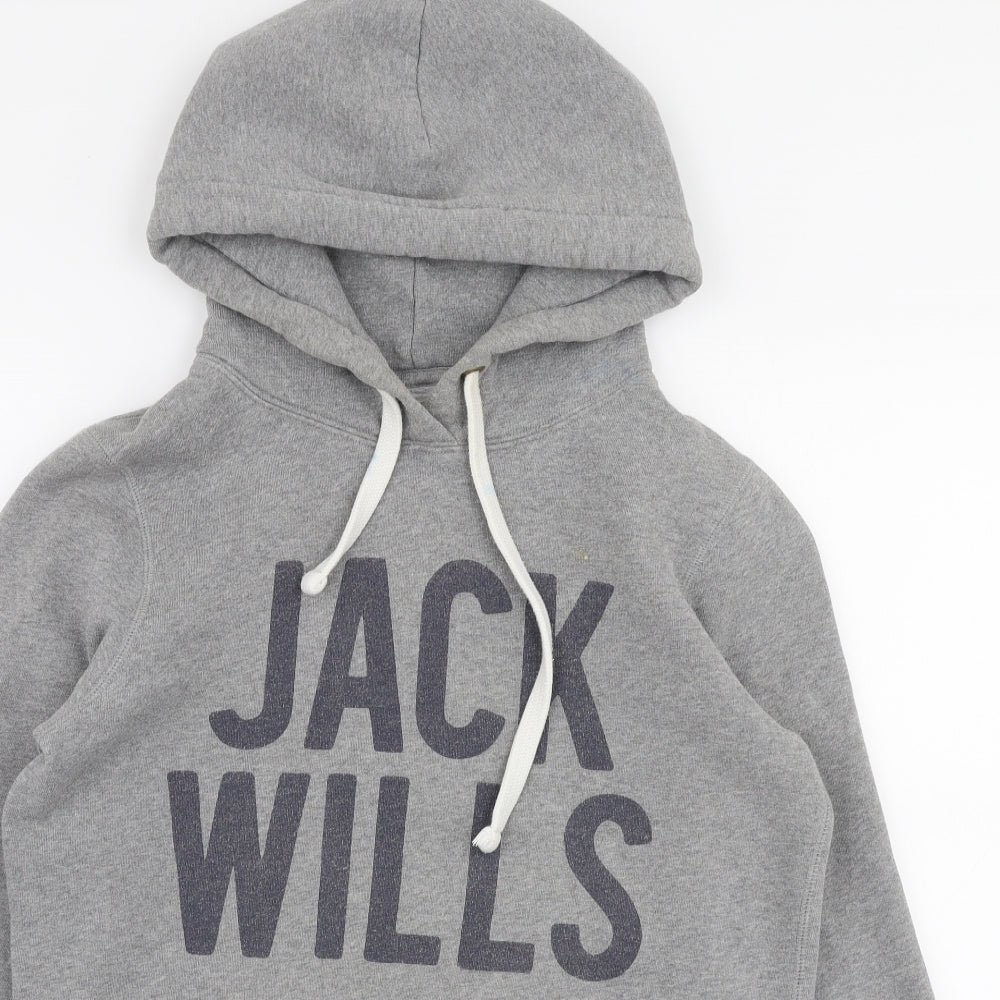 Jack Wills Womens Grey  Cotton Pullover Hoodie Size 10  Pullover