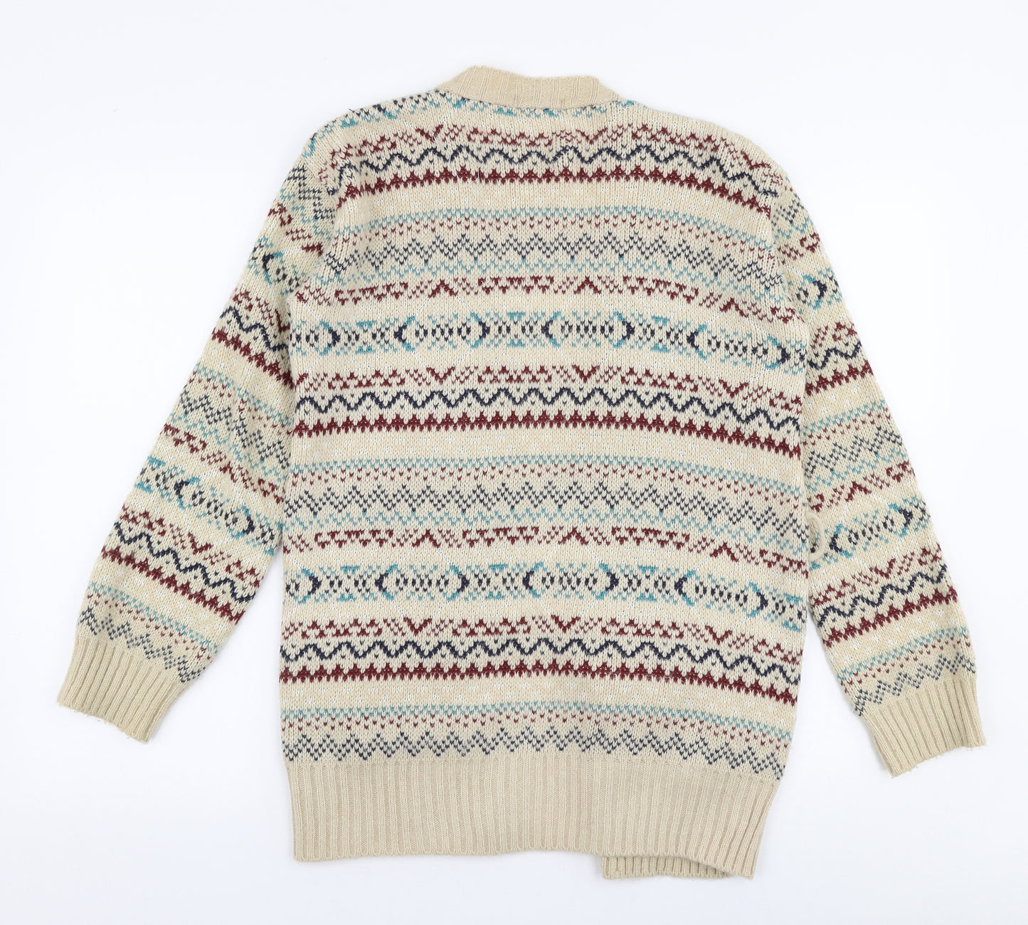 Exhibit Womens Multicoloured V-Neck Geometric Polyester Cardigan Jumper Size M