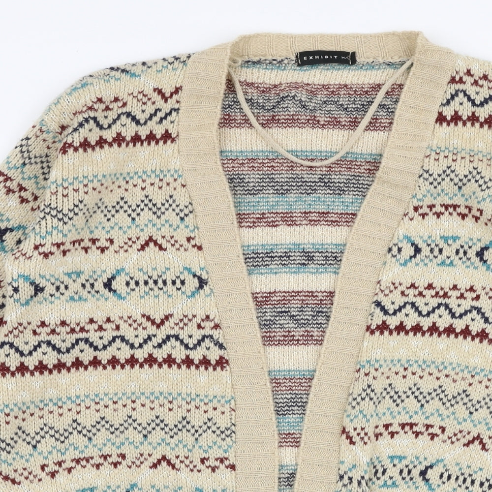 Exhibit Womens Multicoloured V-Neck Geometric Polyester Cardigan Jumper Size M