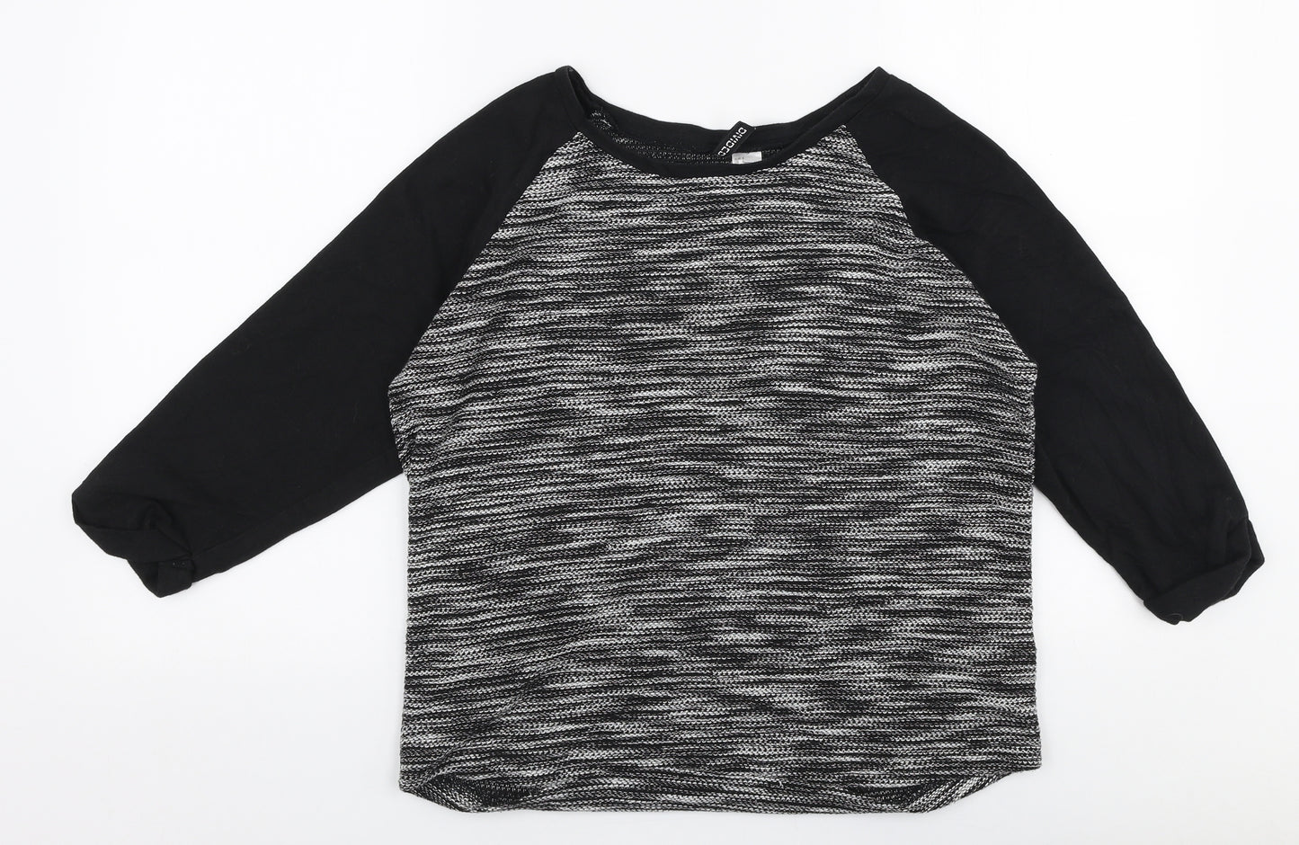 H&M Womens Black Round Neck  Cotton Pullover Jumper Size S