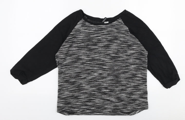 H&M Womens Black Round Neck  Cotton Pullover Jumper Size S