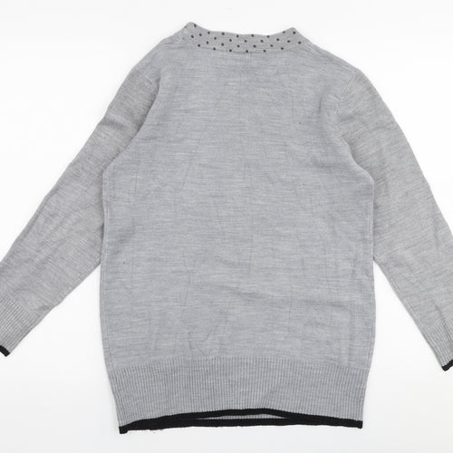 Ann Marie Womens Grey Round Neck  Acrylic Pullover Jumper Size M
