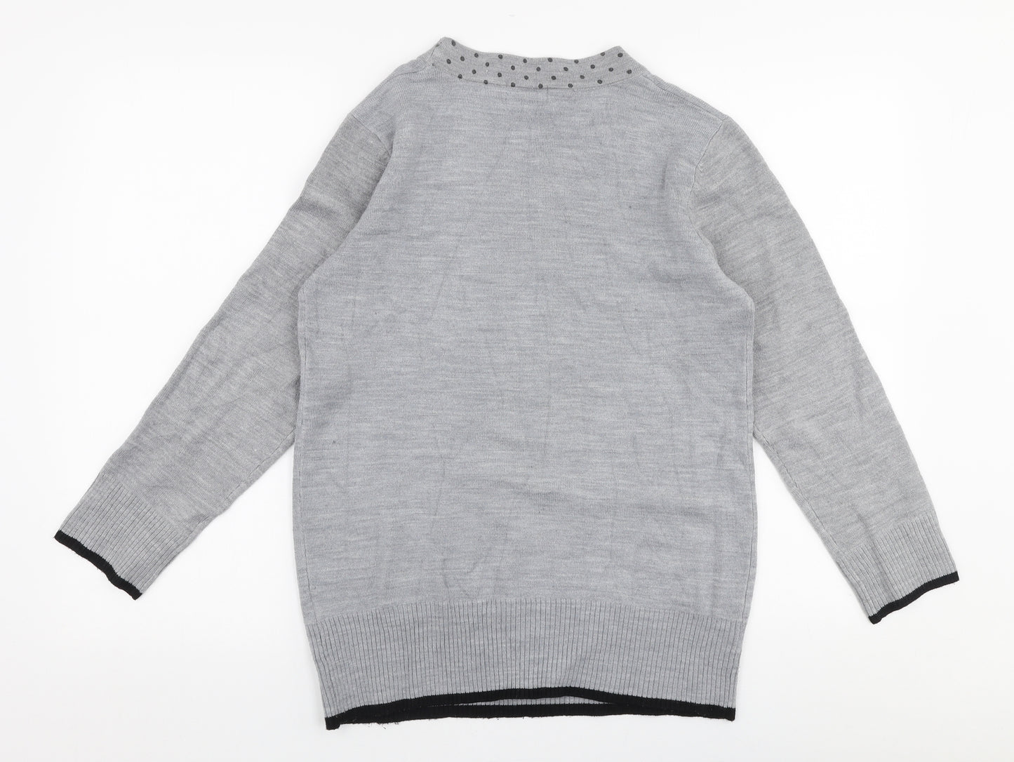 Ann Marie Womens Grey Round Neck  Acrylic Pullover Jumper Size M