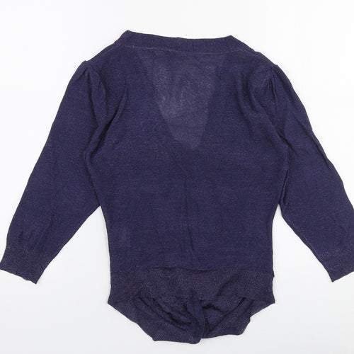 Anise Womens Blue V-Neck  Viscose Pullover Jumper Size S
