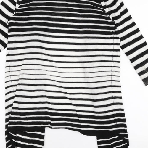 Marks and Spencer Womens Black V-Neck Striped Acetate Cardigan Jumper Size 10