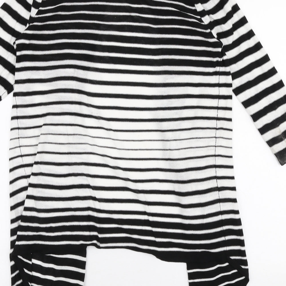 Marks and Spencer Womens Black V-Neck Striped Acetate Cardigan Jumper Size 10
