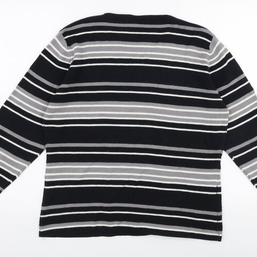OPUS Womens Multicoloured Round Neck Striped Acrylic Pullover Jumper Size M