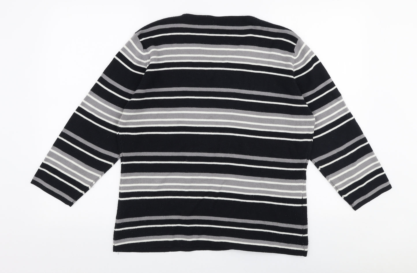 OPUS Womens Multicoloured Round Neck Striped Acrylic Pullover Jumper Size M