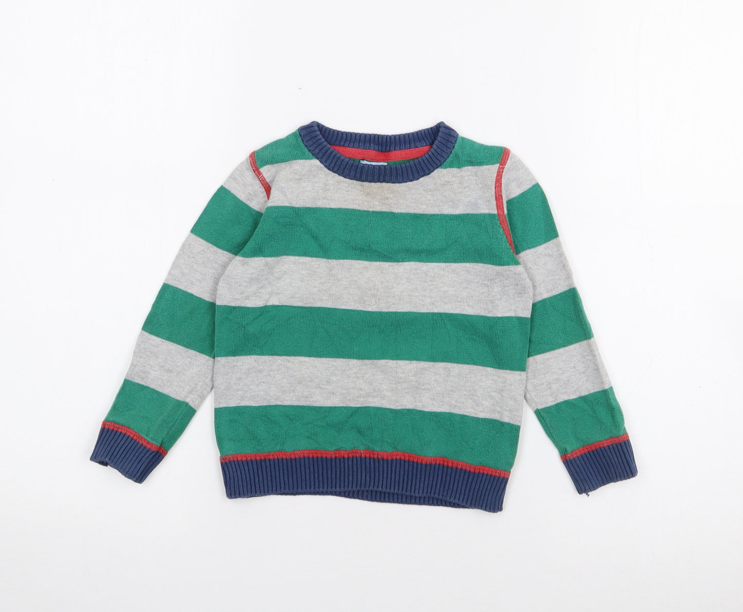 F&F Baby Green Striped Cotton Pullover Jumper Size 18-24 Months
