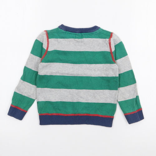 F&F Baby Green Striped Cotton Pullover Jumper Size 18-24 Months
