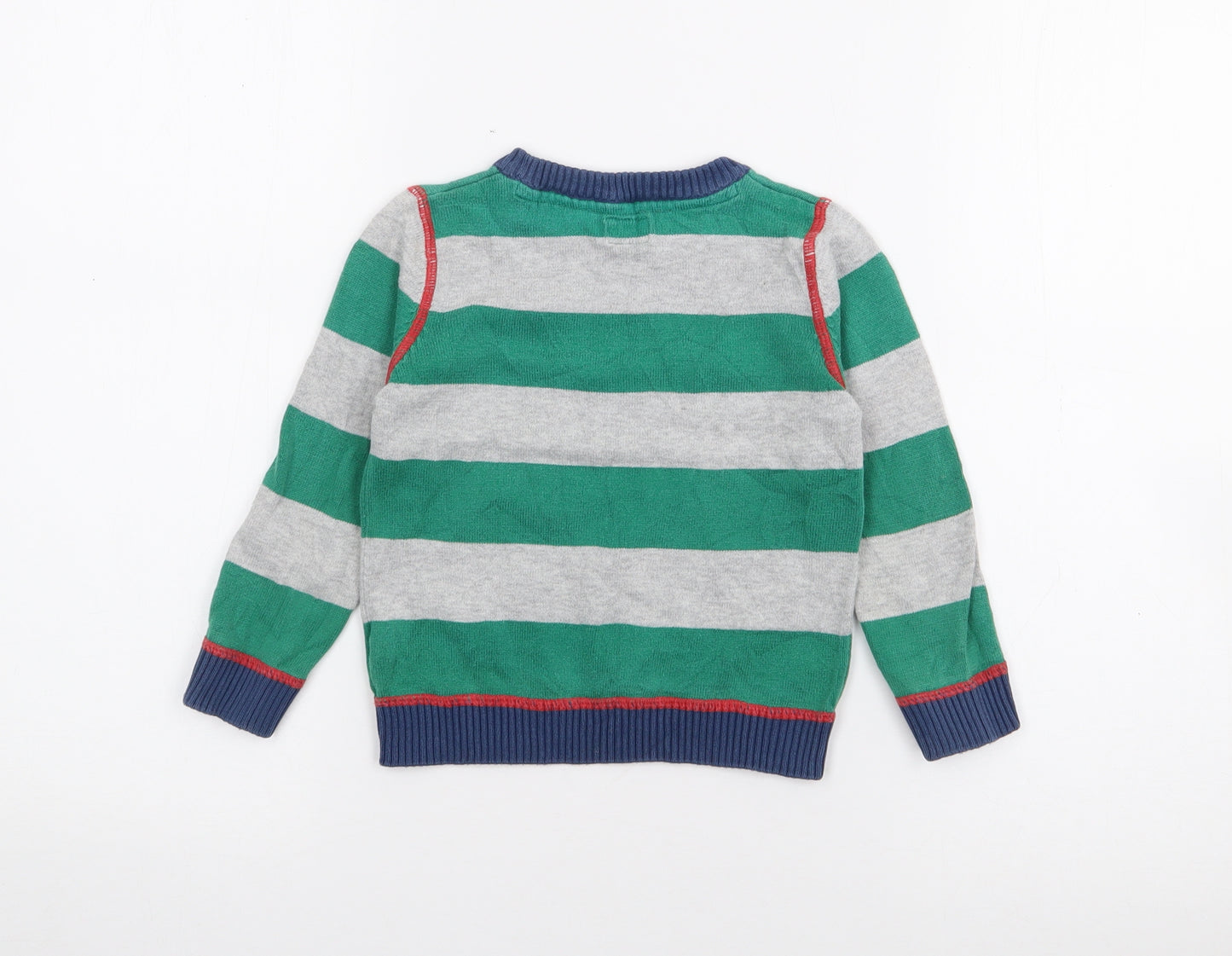 F&F Baby Green Striped Cotton Pullover Jumper Size 18-24 Months