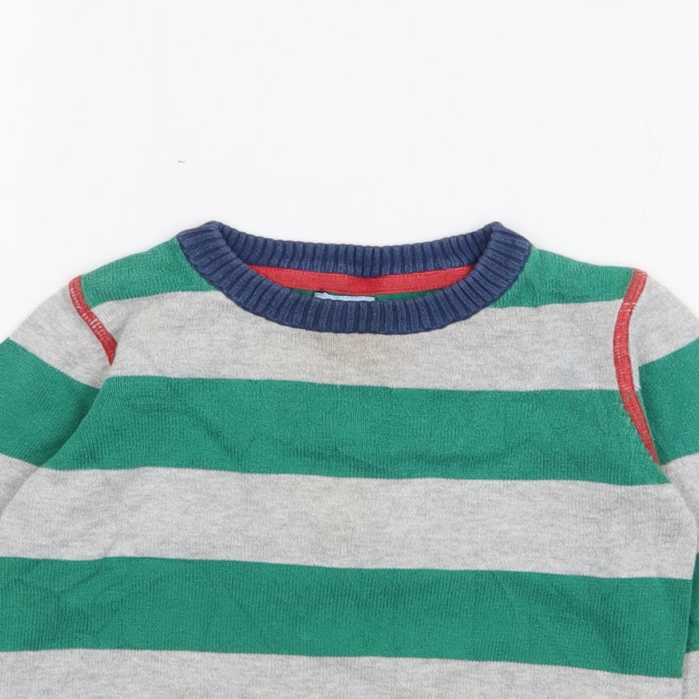 F&F Baby Green Striped Cotton Pullover Jumper Size 18-24 Months
