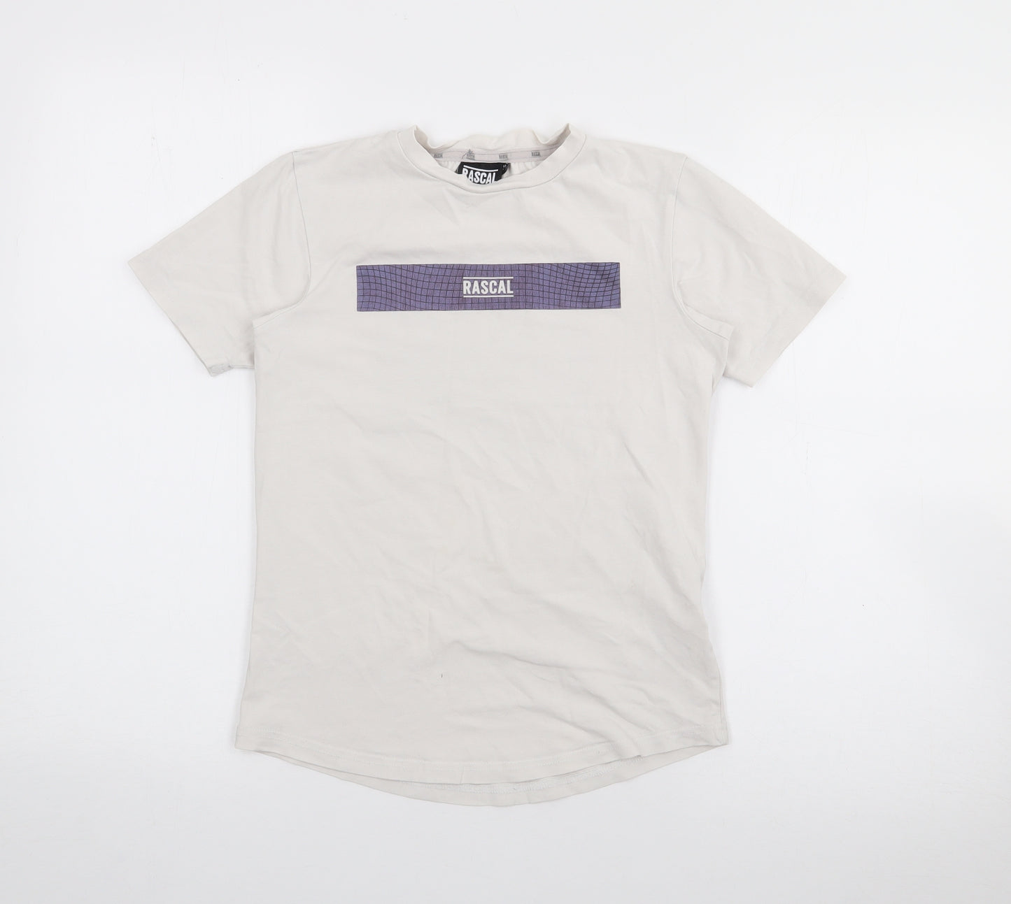 Rascal Boys White  Cotton  T-Shirt Size 9-10 Years Crew Neck