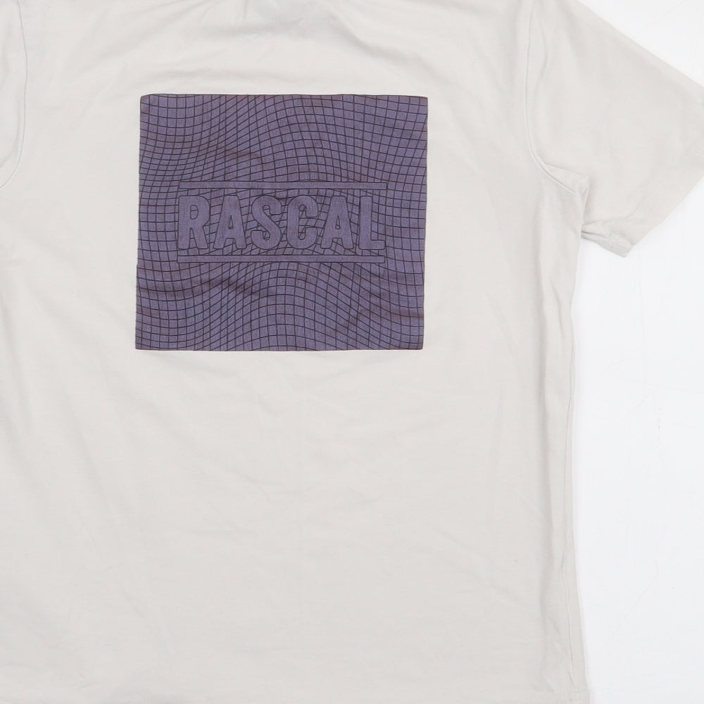 Rascal Boys White  Cotton  T-Shirt Size 9-10 Years Crew Neck
