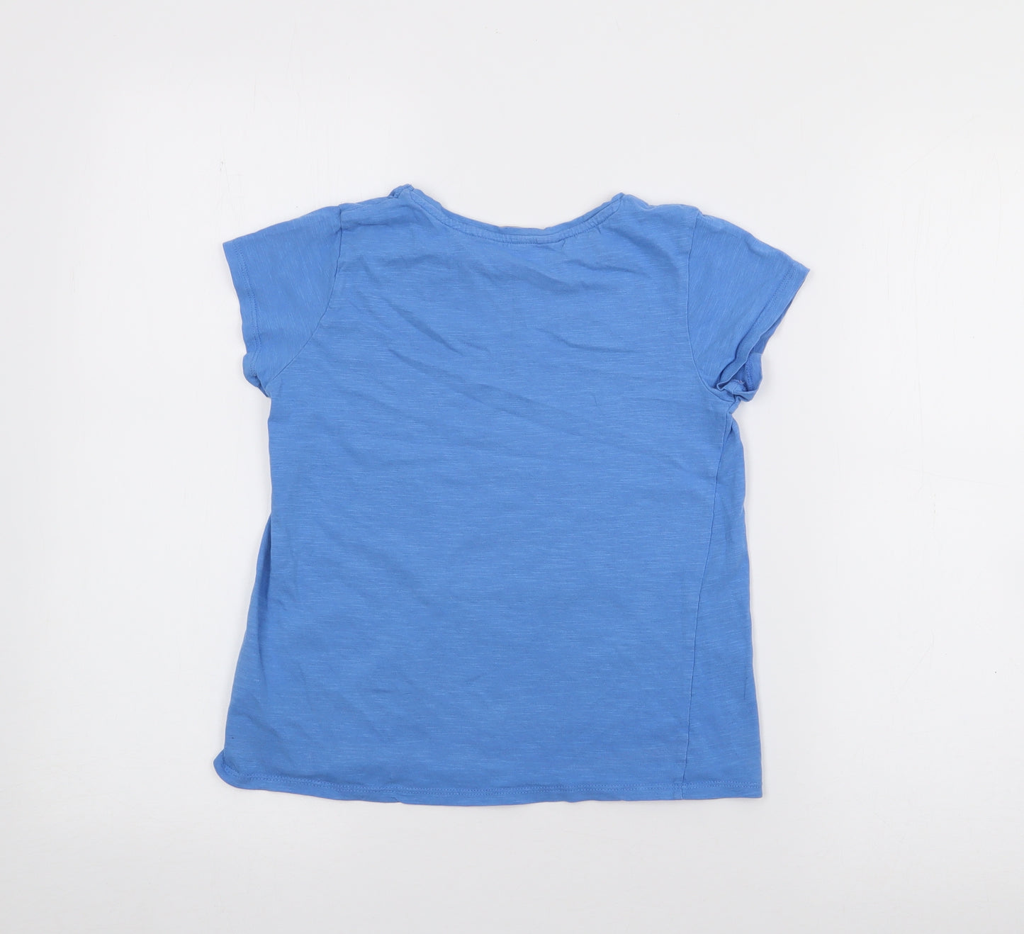 H&M Girls Blue  Cotton Basic T-Shirt Size 6-7 Years Crew Neck