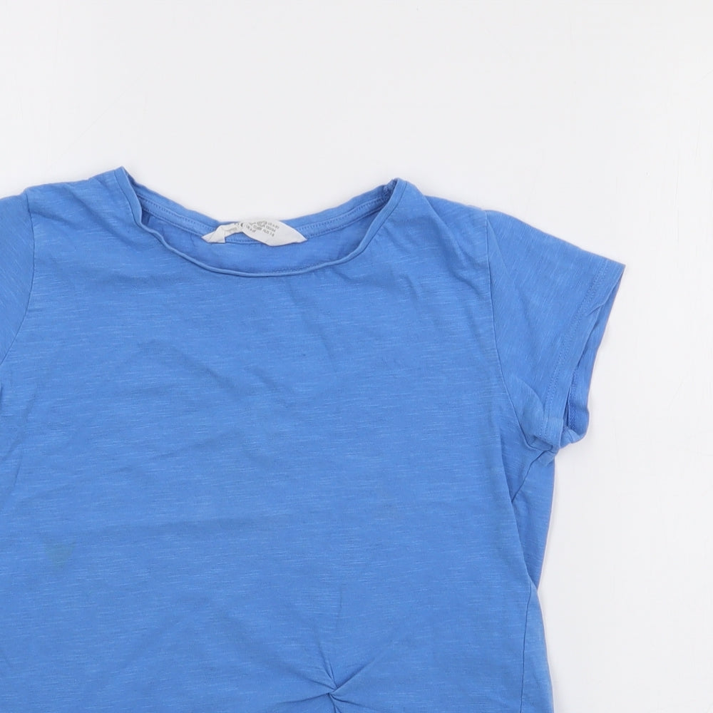 H&M Girls Blue  Cotton Basic T-Shirt Size 6-7 Years Crew Neck