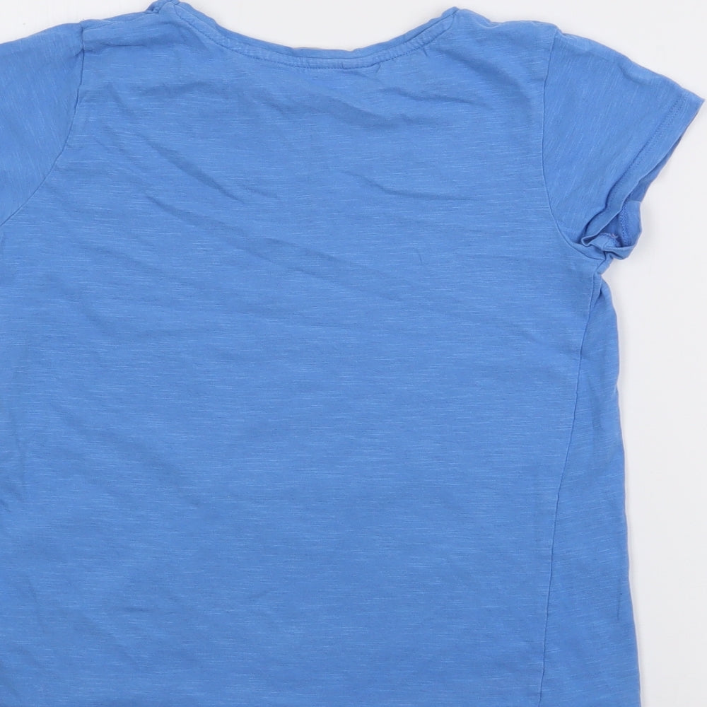 H&M Girls Blue  Cotton Basic T-Shirt Size 6-7 Years Crew Neck