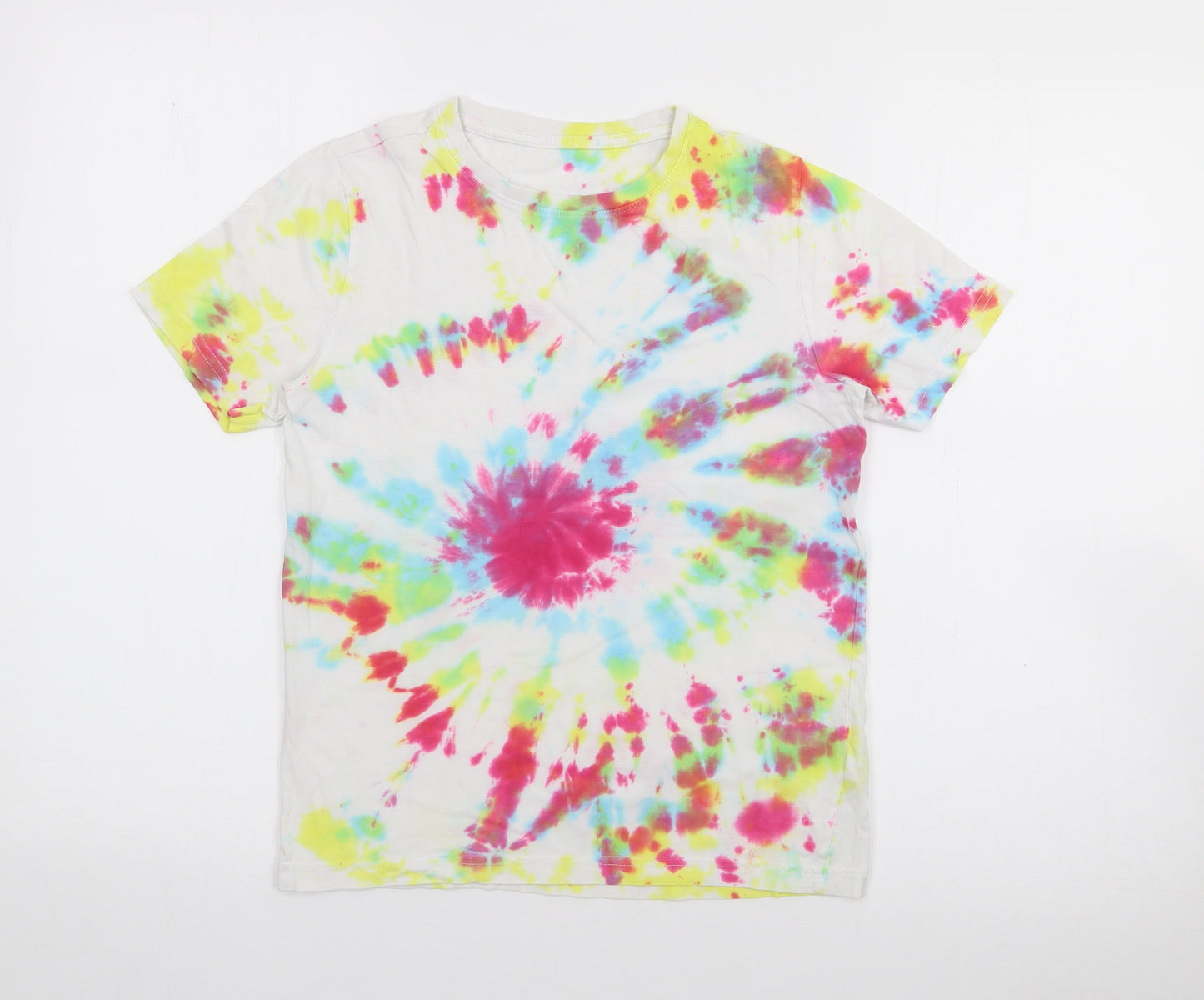 F&F Boys Multicoloured Geometric Cotton Basic T-Shirt Size 9-10 Years Crew Neck
