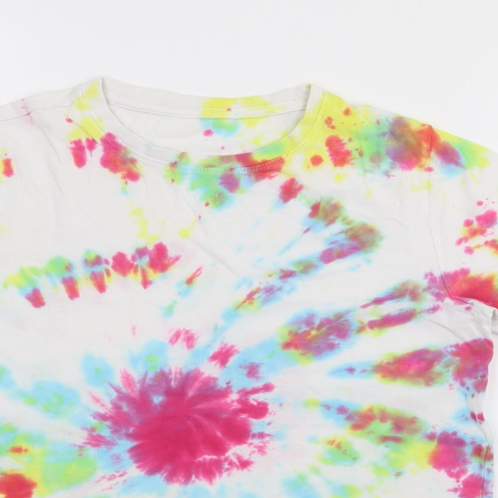 F&F Boys Multicoloured Geometric Cotton Basic T-Shirt Size 9-10 Years Crew Neck