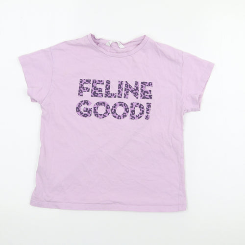 MNG Girls Purple  Cotton Basic T-Shirt Size 9 Years Crew Neck