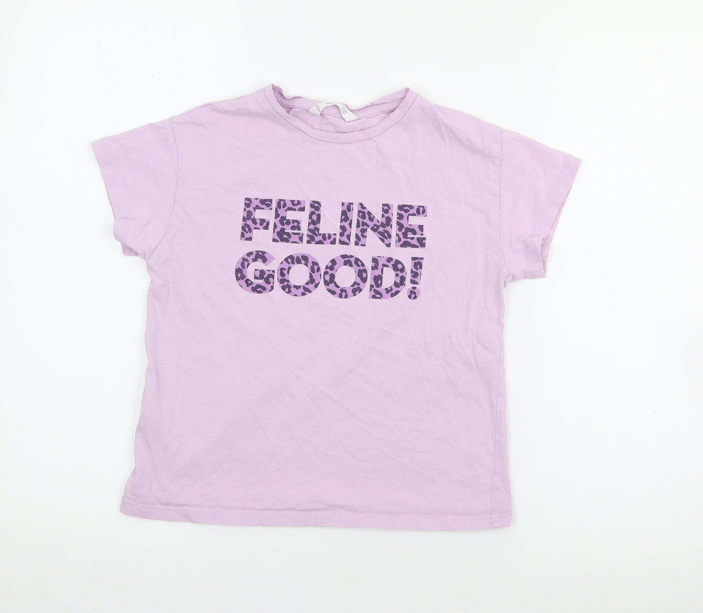 MNG Girls Purple  Cotton Basic T-Shirt Size 9 Years Crew Neck
