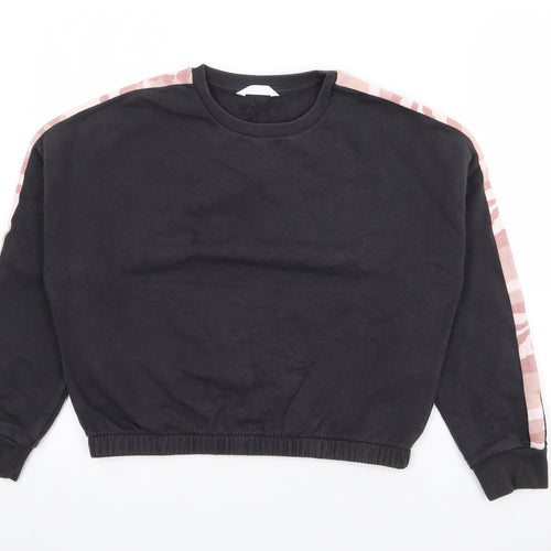 Marks and Spencer Girls Black Camouflage Cotton Pullover Sweatshirt Size 10-11 Years