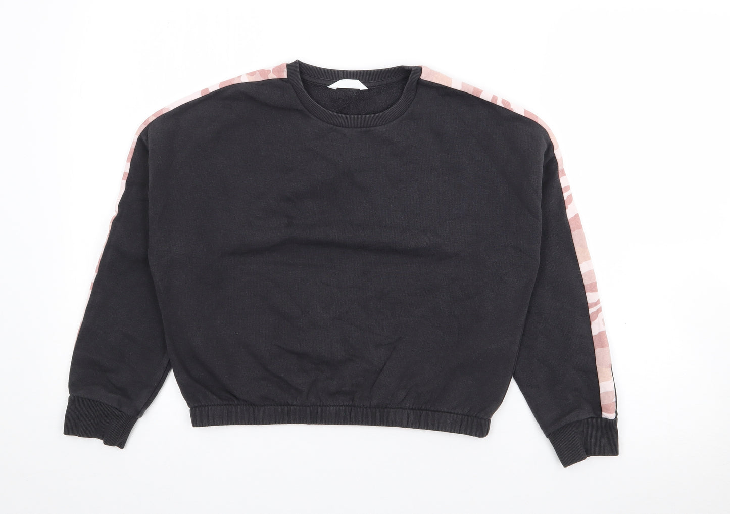 Marks and Spencer Girls Black Camouflage Cotton Pullover Sweatshirt Size 10-11 Years