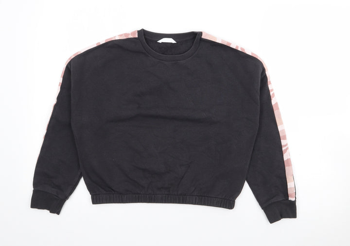 Marks and Spencer Girls Black Camouflage Cotton Pullover Sweatshirt Size 10-11 Years
