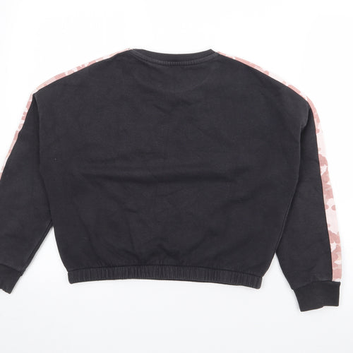Marks and Spencer Girls Black Camouflage Cotton Pullover Sweatshirt Size 10-11 Years