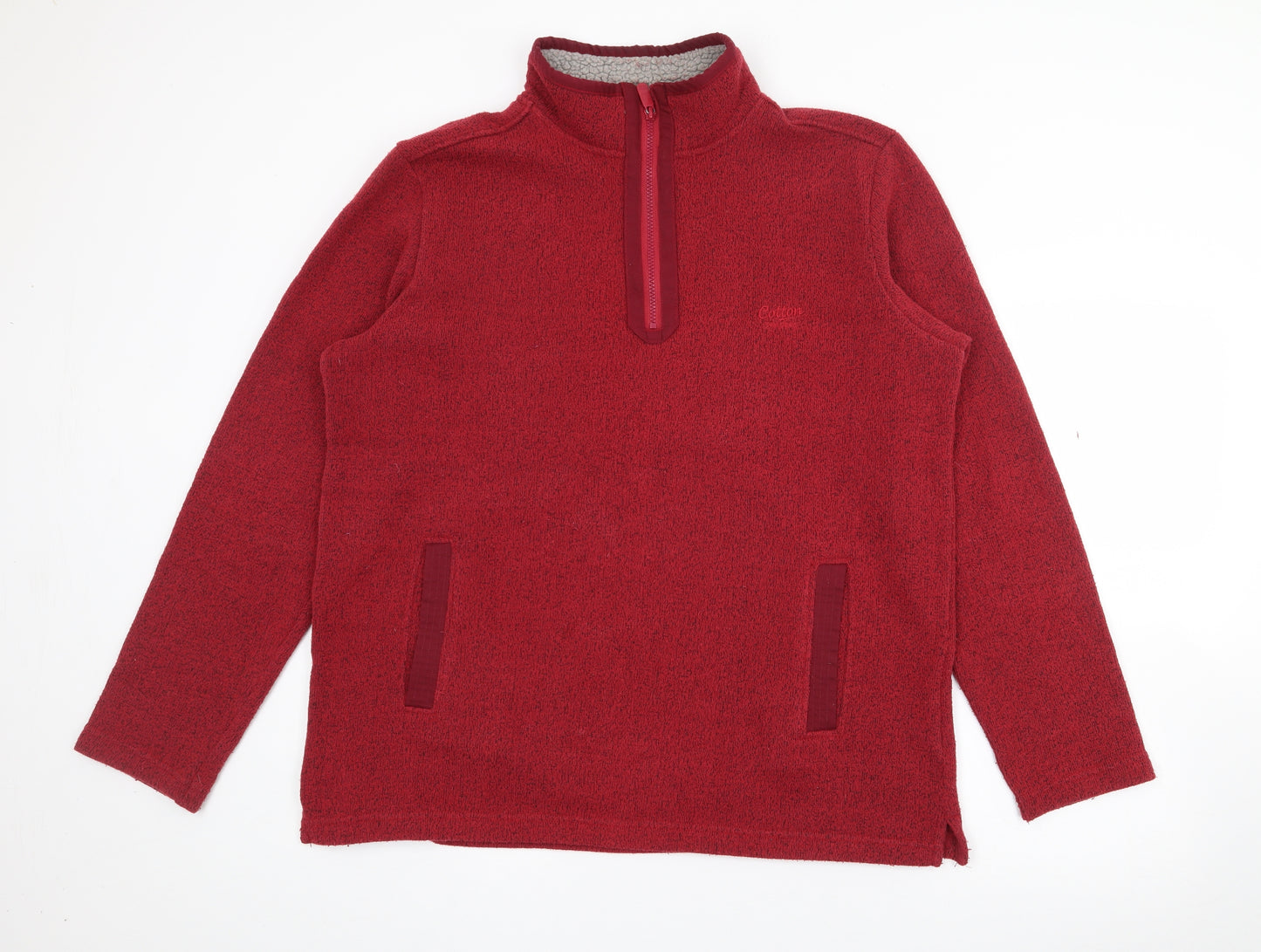 Cotton Traders Mens Red High Neck  Polyester Pullover Jumper Size L