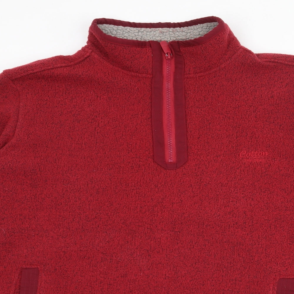 Cotton Traders Mens Red High Neck  Polyester Pullover Jumper Size L