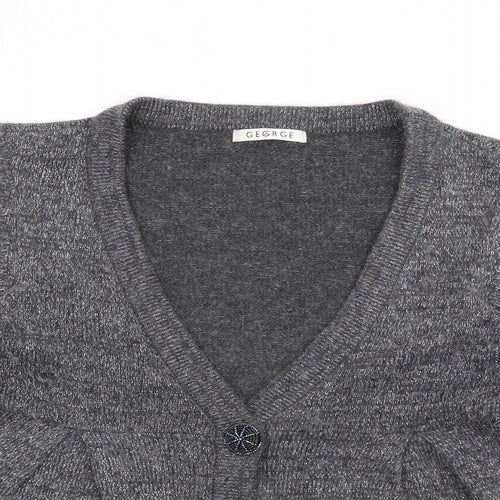 George Womens Grey V-Neck  Acrylic Cardigan Jumper Size 14