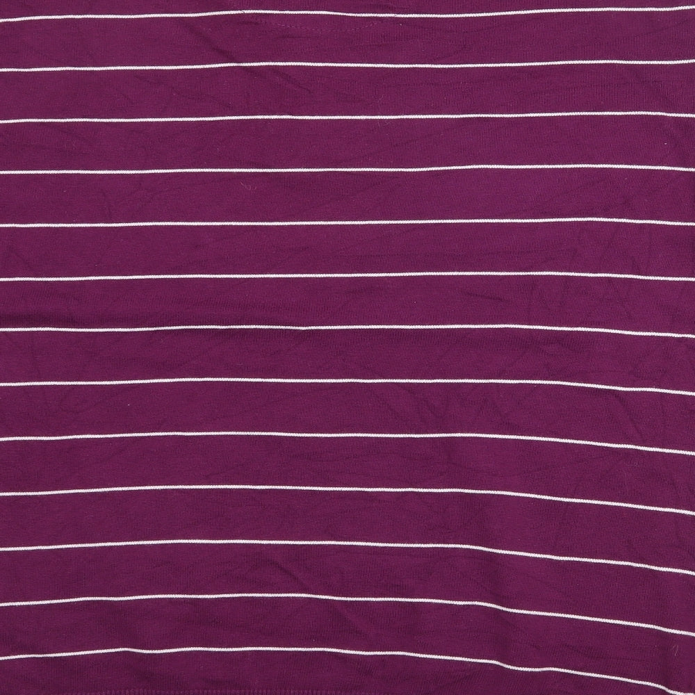 Blue Harbour Mens Purple Striped Cotton  Polo Size XL Collared Button