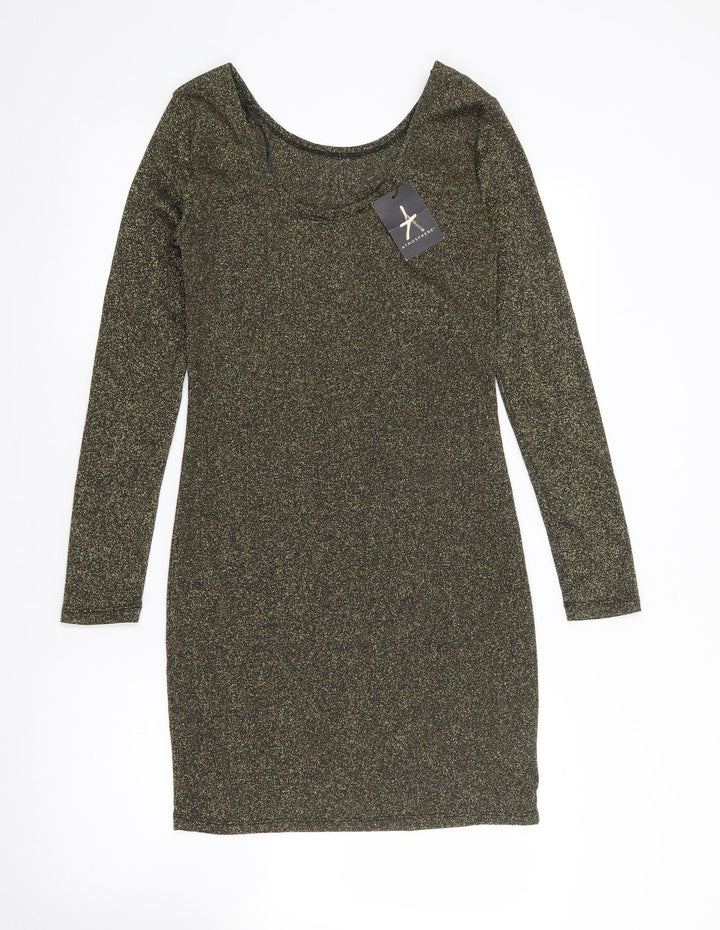 Atmosphere Womens Gold Polyester Bodycon Size 10 Scoop Neck