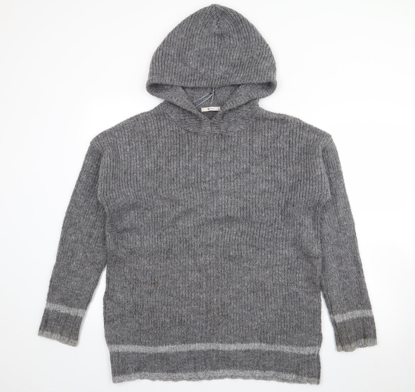 TU Womens Grey  Acrylic Pullover Hoodie Size 12