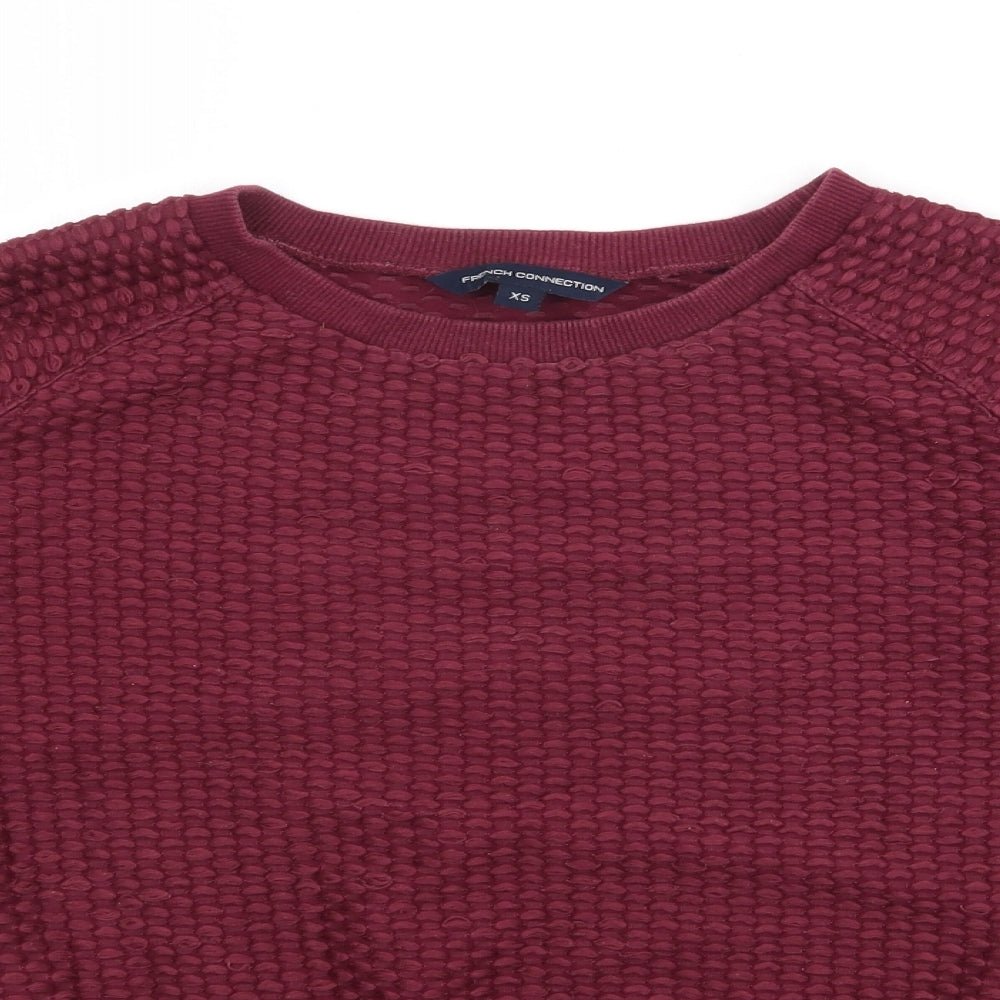 French Connection Womens Purple Crew Neck  Cotton Pullover Jumper Size XS