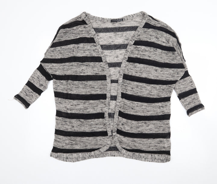 Atmosphere Womens Beige V-Neck Striped Polyester Cardigan Jumper Size S