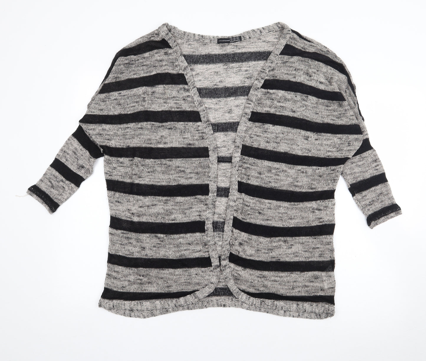 Atmosphere Womens Beige V-Neck Striped Polyester Cardigan Jumper Size S