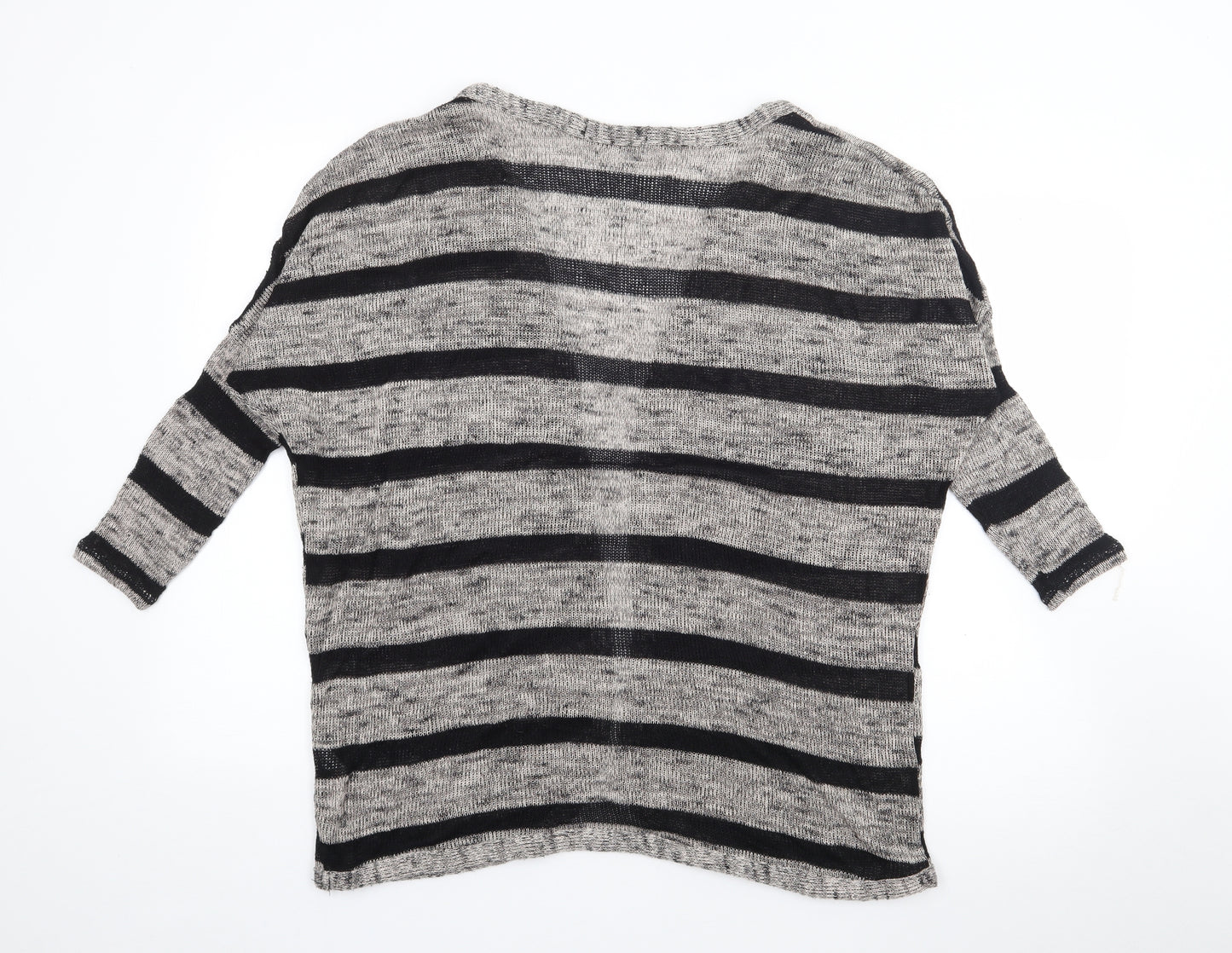 Atmosphere Womens Beige V-Neck Striped Polyester Cardigan Jumper Size S