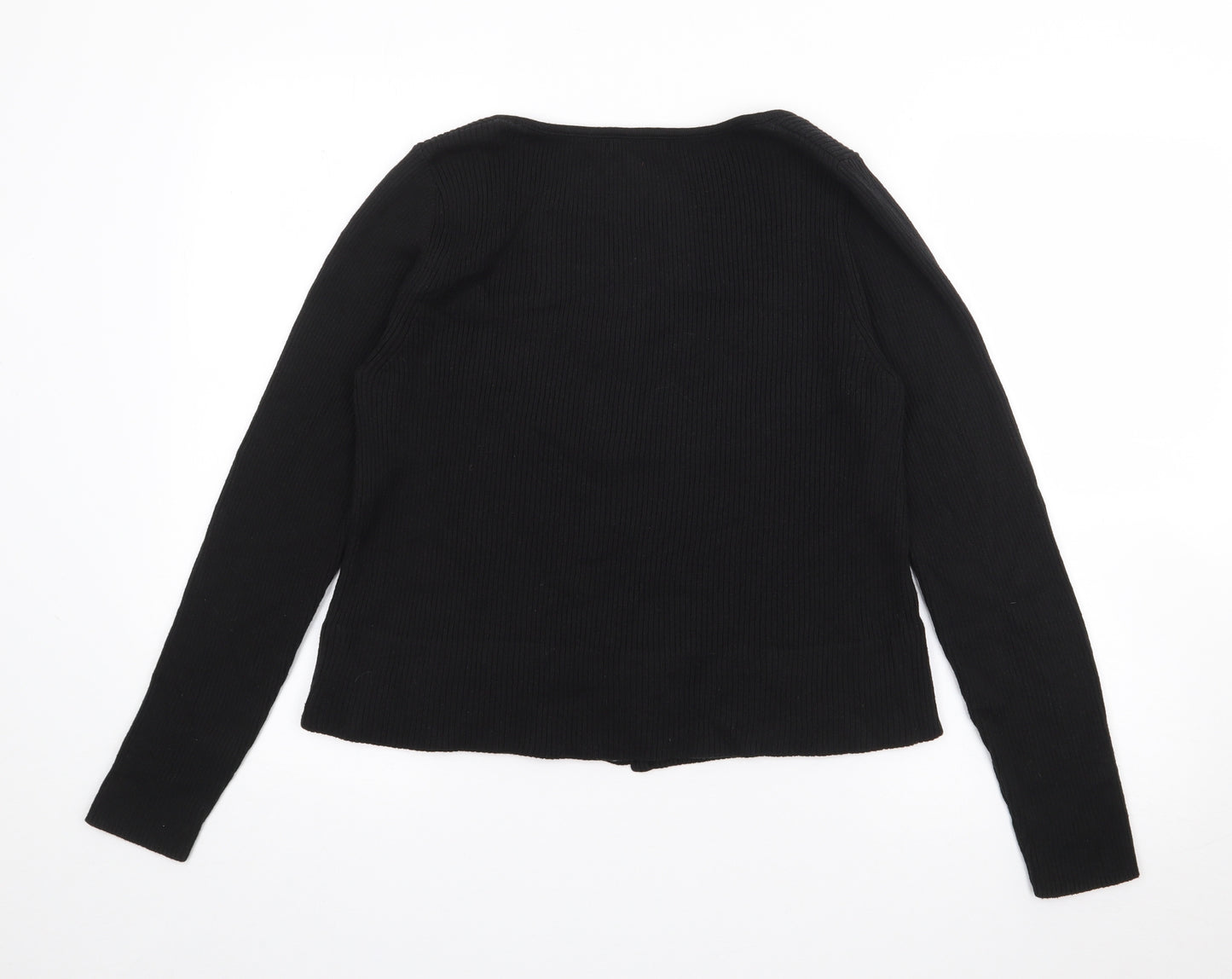 TU Womens Black  Acrylic Basic T-Shirt Size 12 Scoop Neck