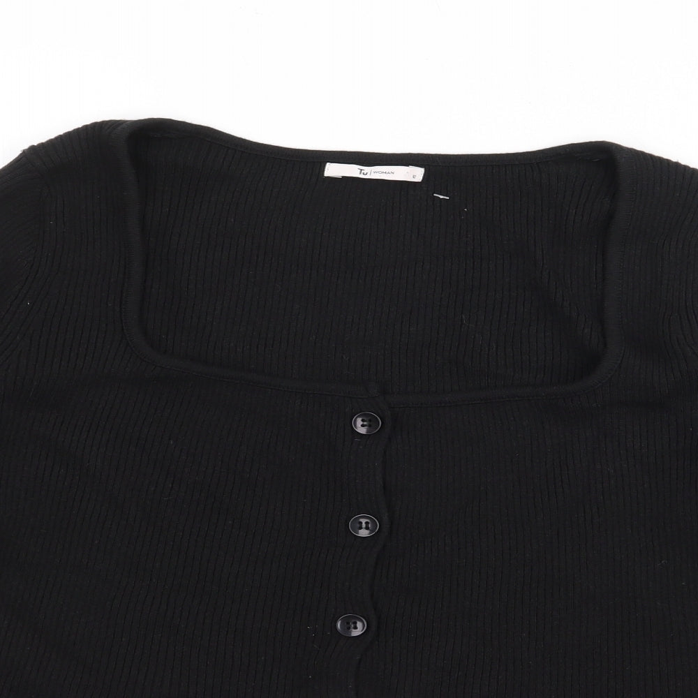 TU Womens Black  Acrylic Basic T-Shirt Size 12 Scoop Neck