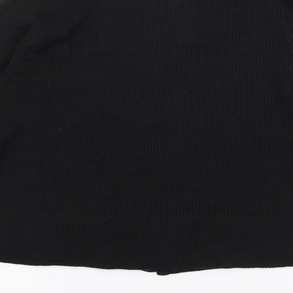 TU Womens Black  Acrylic Basic T-Shirt Size 12 Scoop Neck