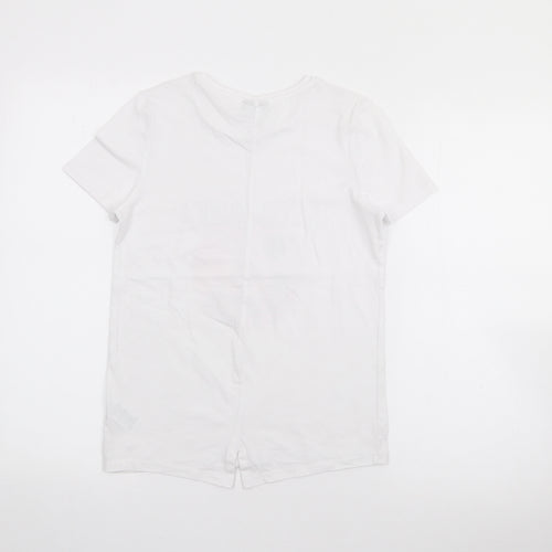 Matalan Girls White  Cotton Basic T-Shirt Size 11 Years Crew Neck  - Santa Monica