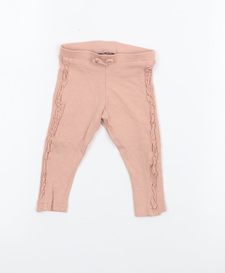 Primark Girls Beige Cotton Pedal Pusher Leggings Size 6-9 Months