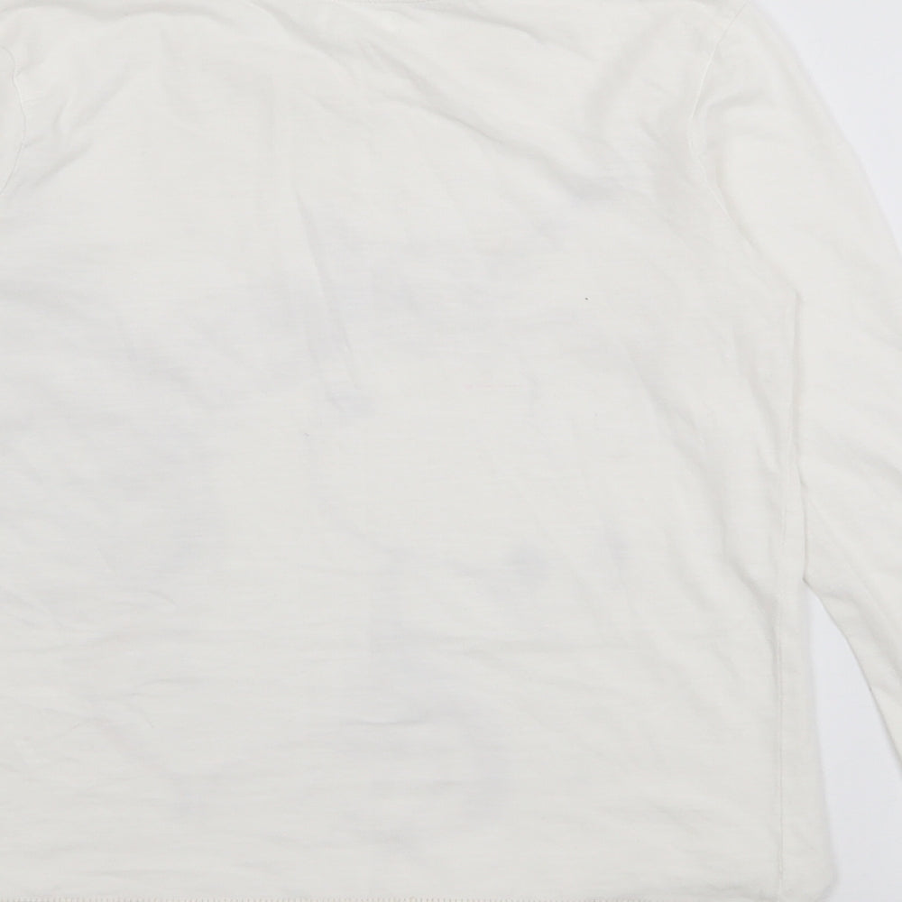 NEXT Girls Ivory  Cotton Basic T-Shirt Size 9 Years Crew Neck  - Unicorn